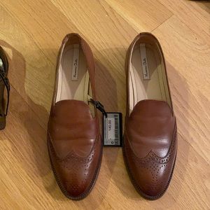 NW tags, light brown leather massimo dutti shoes